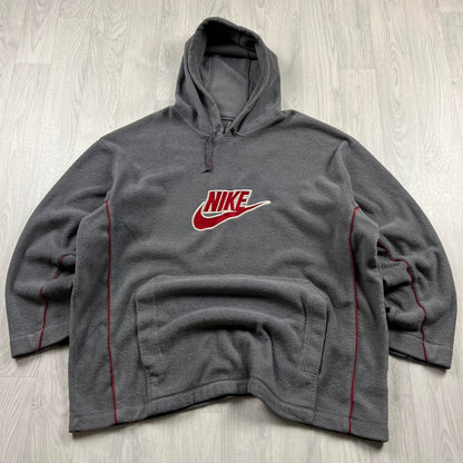 VINTAGE Y2K NIKE SPELL OUT FLEECE HOODIE GREY