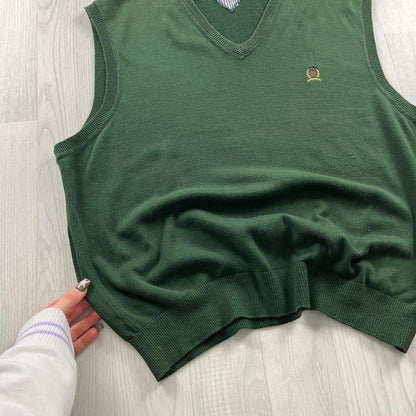 VINTAGE Y2K TOMMY HILFIGER CHUNKY SWEATER VEST GREEN