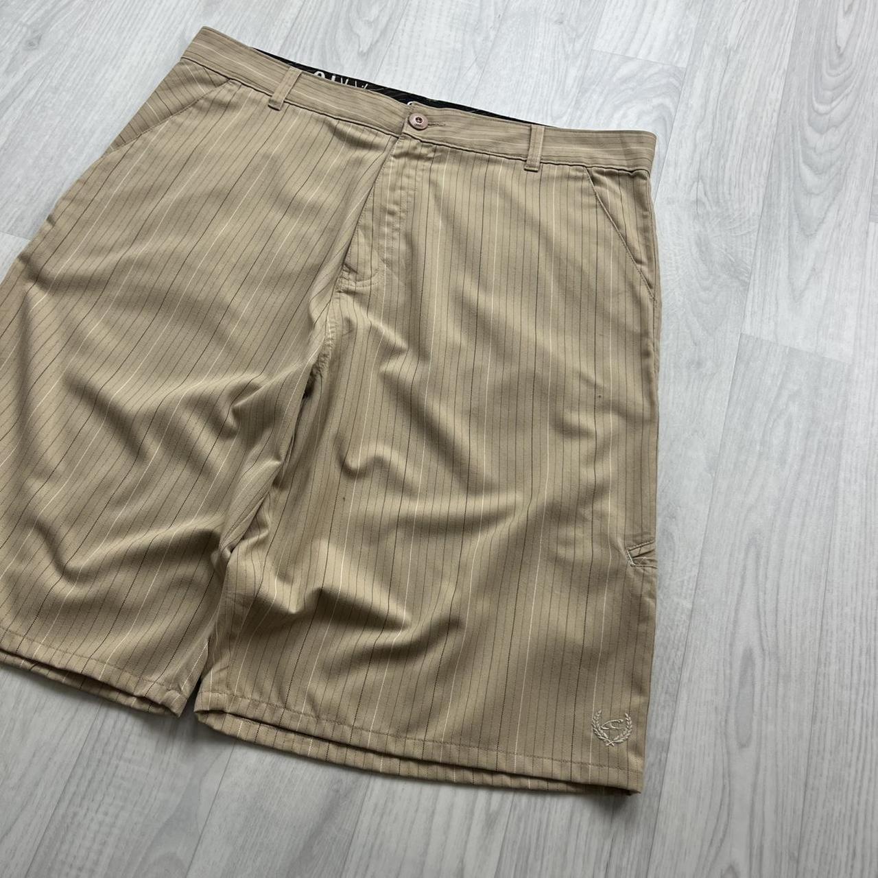VINTAGE Y2K ONEILL BAGGY PINSTRIPE SHORTS BEIGE