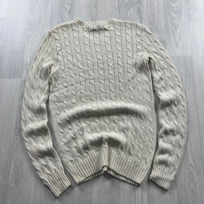 VINTAGE Y2K POLO RALPH LAUREN CHUNKY CABLE KNITTED JUMPER CREAM