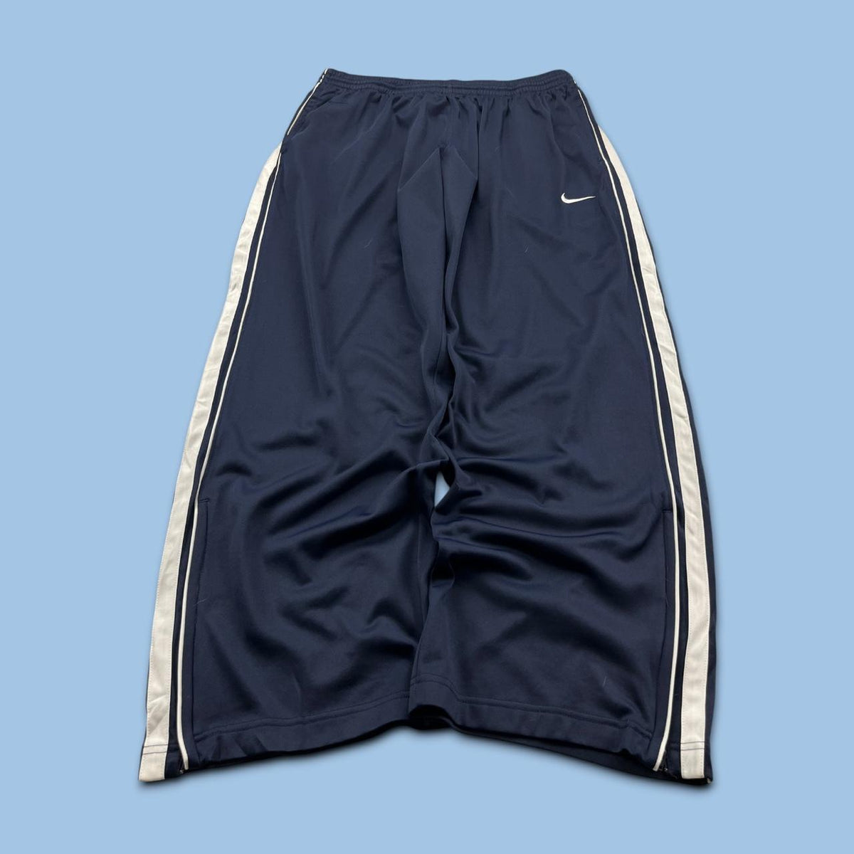 VINTAGE Y2K NIKE BASKETBALL WIDE LEG TRACKSUIT BOTTOMS NAVY