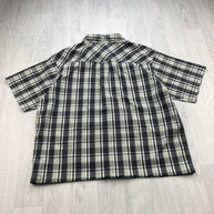 VINTAGE 00s COLUMBIA CHECKERED CROPPED SHORT SLEEVE BUTTON UP SHIRT BLACK