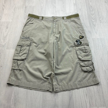 VINTAGE Y2K QUIKSILVER LONG BAGGY SHORTS CREAM