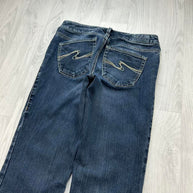 VINTAGE Y2K SILVER LOW RISE BOOTCUT FLARED JEANS BLUE
