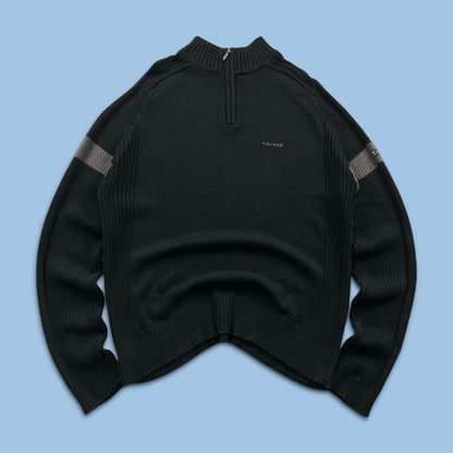 VINTAGE Y2K KICKERS CHUNKY QUARTER ZIP RIBBED KNITTED JUMPER BLACK