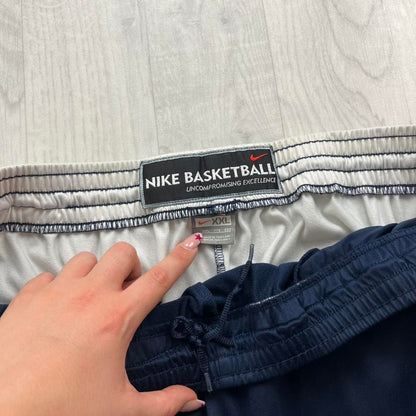 VINTAGE Y2K NIKE BASKETBALL BAGGY WIDE LEG TRACKSUIT BOTTOMS NAVY