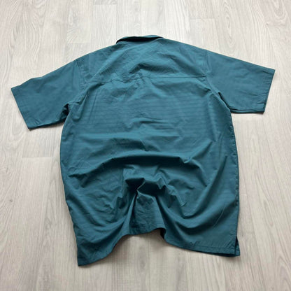 VINTAGE Y2K SHORT SLEEVE UTILITY SHIRT BLUE