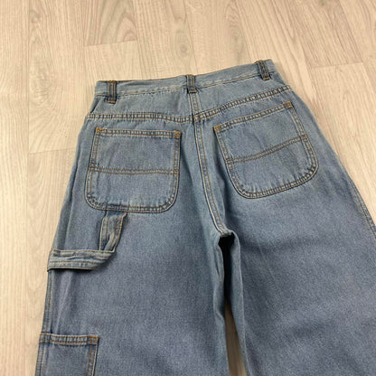 VINTAGE BAGGY WIDE LEG CARPENTER JEANS LIGHT BLUE (26x31)