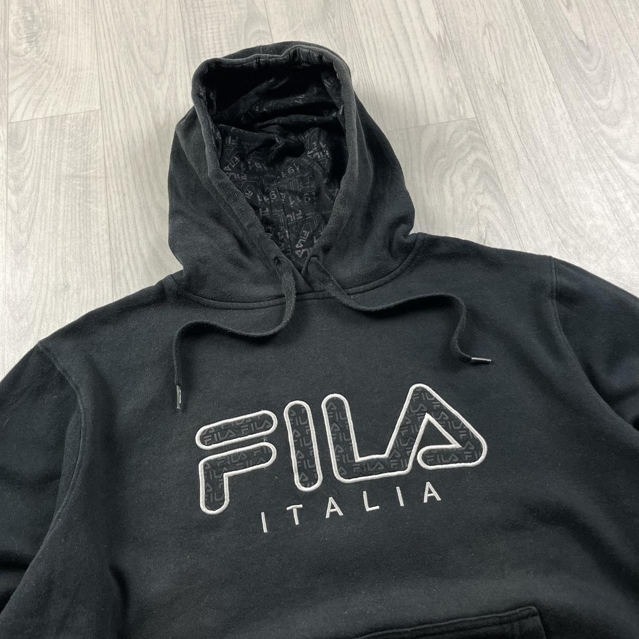 VINTAGE Y2K FILA GRAPHIC BOXY HOODIE BLACK