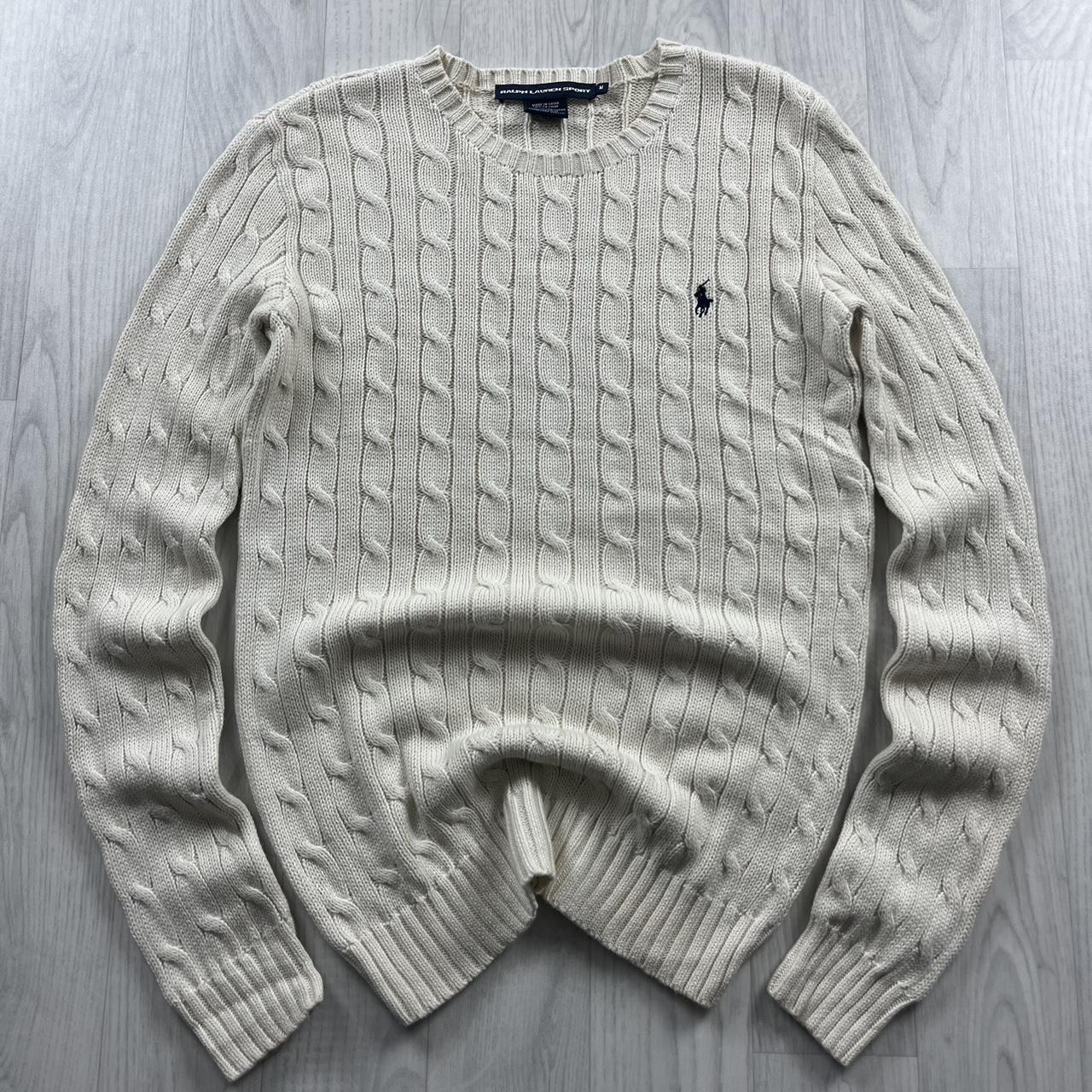 VINTAGE Y2K POLO RALPH LAUREN CHUNKY CABLE KNITTED JUMPER CREAM