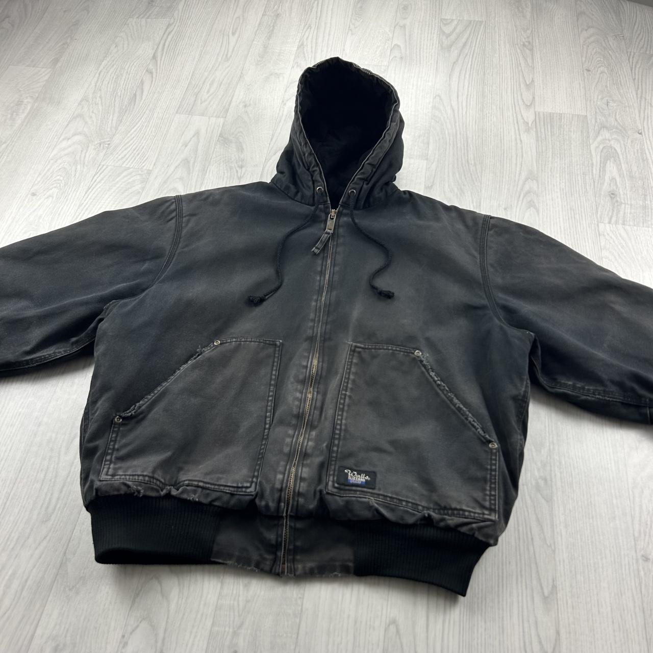 VINTAGE Y2K WALLS HOODED ACTIVE WORKWEAR BOMBER JACKET BLACK