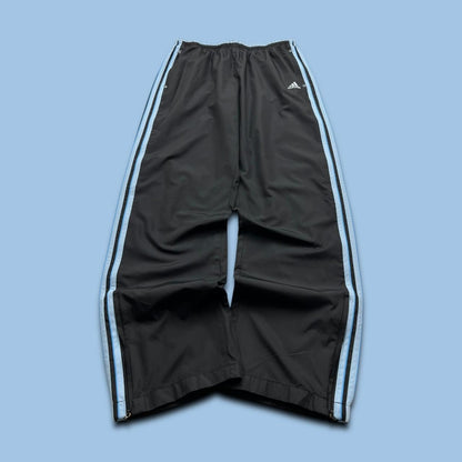 VINTAGE Y2K ADIDAS SIDE STRIPE BAGGY TRACKSUIT BOTTOMS BLACK BLUE (M)