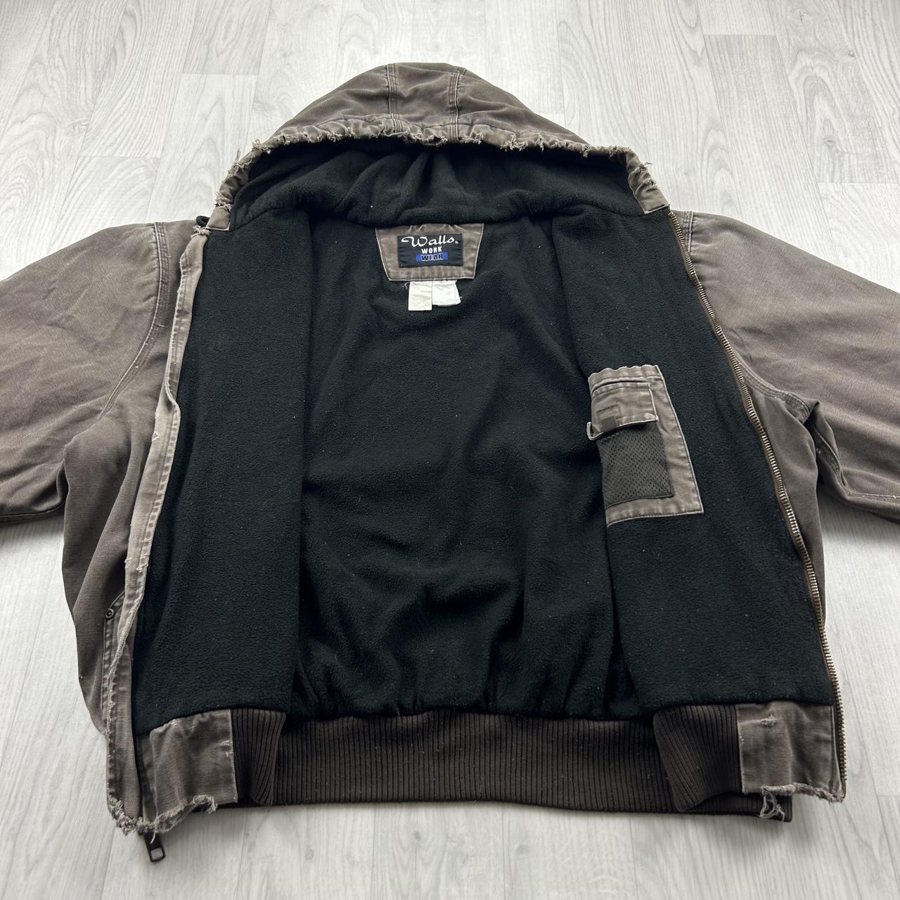 VINTAGE Y2K WALLS HOODED ACTIVE WORKWEAR BOMBER JACKET BROWN
