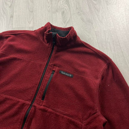 VINTAGE Y2K TIMBERLAND ZIP UP FLEECE BURGUNDY