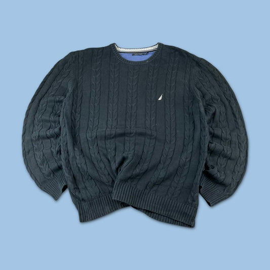 VINTAGE Y2K NAUTICA CHUNKY CABLE ESSENTIAL KNITTED JUMPER BLACK
