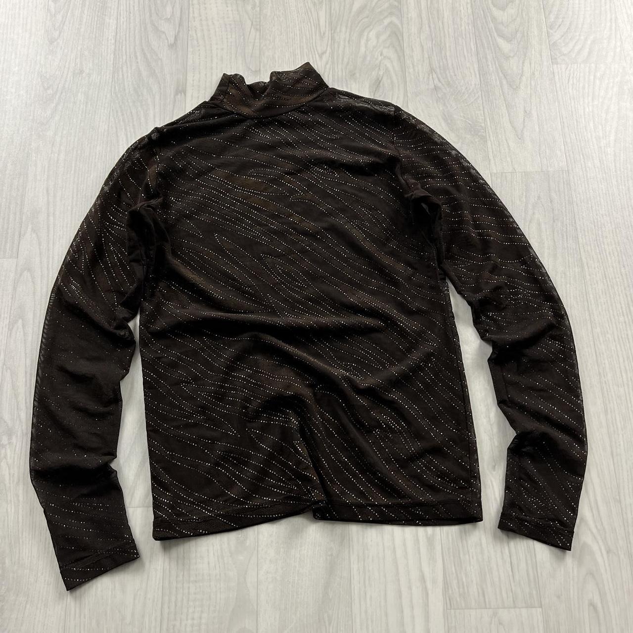 VINTAGE Y2K MESH LONG SLEEVE TOP BROWN