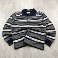 VINTAGE Y2K NORTH SAILS STRIPED LONG SLEEVE RUGBY POLO SHIRT GREY
