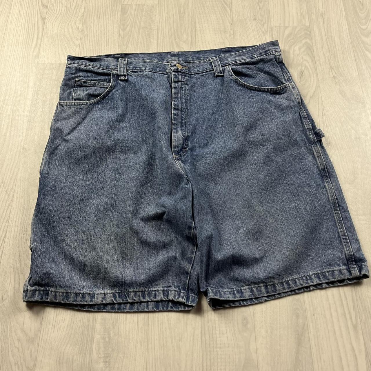 VINTAGE 00s WRANGLER BAGGY LOOSE CARPENTER JORTS BLUE