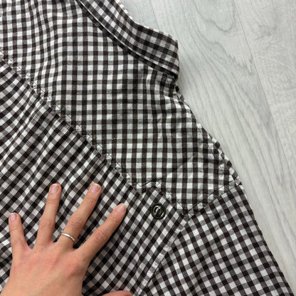 VINTAGE Y2K ANIMAL CHECKERED SHORT SLEEVE SHIRT BROWN