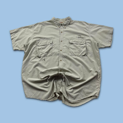 VINTAGE Y2K REDINGTON SHORT SLEEVE UTILITY SHIRT BEIGE