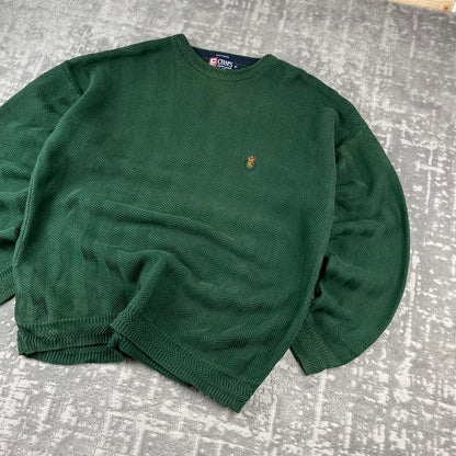 VINTAGE Y2K CHAPS CHUNKY RIBBED ESSENTIAL KNITTED JUMPER GREEN