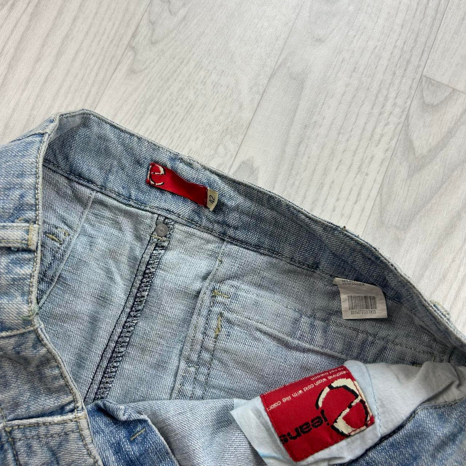VINTAGE Y2K LOW RISE DENIM MIDI SKIRT BLUE