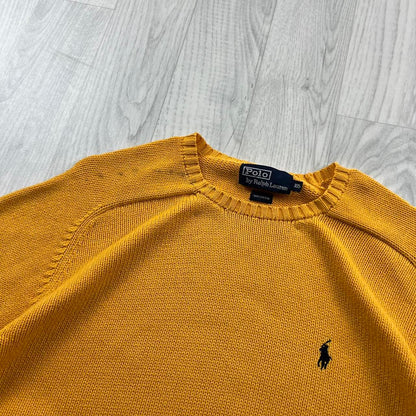 VINTAGE Y2K POLO RALPH LAUREN CHUNKY KNITTED JUMPER YELLOW