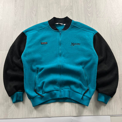 VINTAGE Y2K COLUMBIA MIAMI MARLINS ZIP UP FLEECE TURQUOISE BLACK