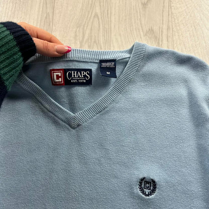 VINTAGE Y2K CHAPS KNITTED JUMPER BLUE