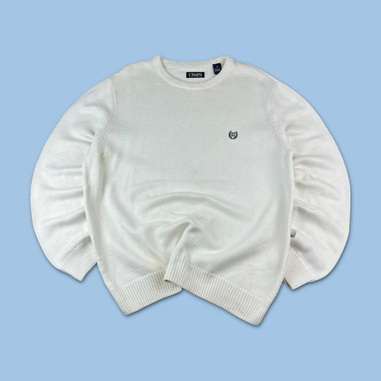 VINTAGE Y2K CHAPS CHUNKY ESSENTIAL KNITTED JUMPER WHITE