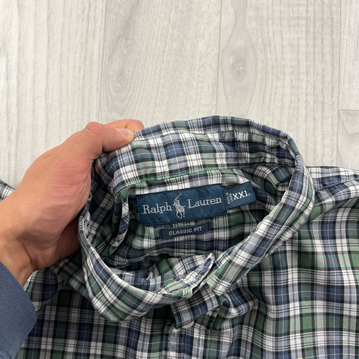 VINTAGE 00s RALPH LAUREN CHECKERED CROPPED SHORT SLEEVE BUTTON UP SHIRT GREEN