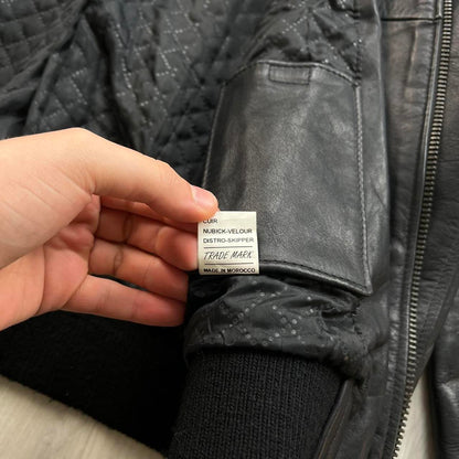 VINTAGE Y2K LEATHER BOMBER JACKET BLACK