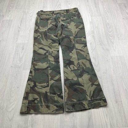 VINTAGE Y2K BAGGY FLARE CAMO CARGO TROUSERS