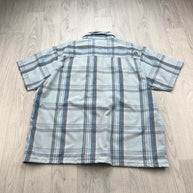 VINTAGE 00s ANIMAL CHECKERED CROPPED SHORT SLEEVE BUTTON UP SHIRT SKY BLUE