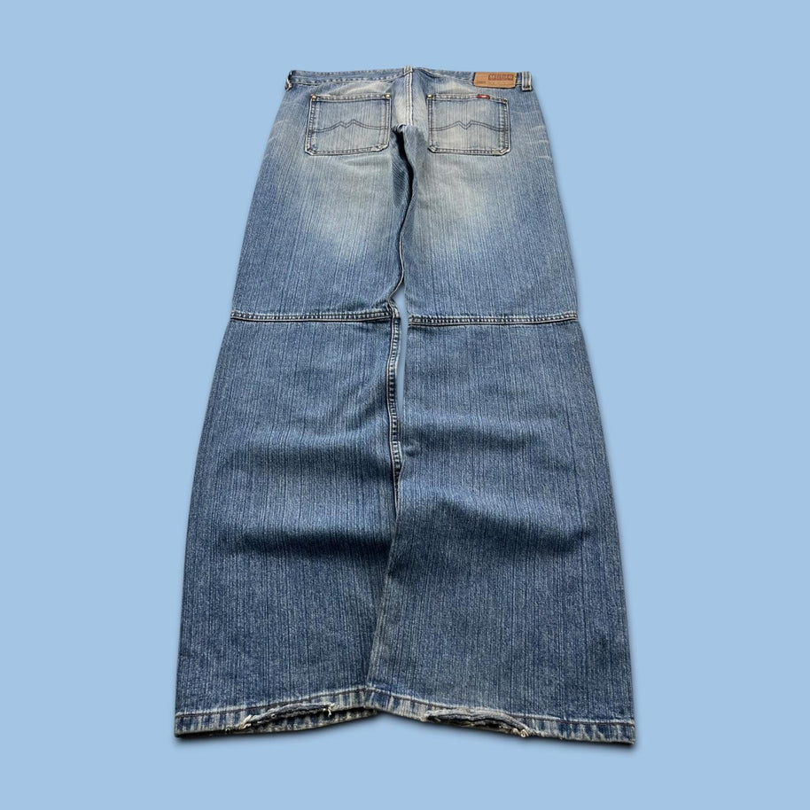 VINTAGE Y2K MUSTANG WIDE LEG UTILITY JEANS BLUE