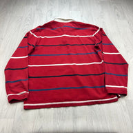 VINTAGE Y2K STRIPED LONG SLEEVE RUGBY POLO SHIRT RED