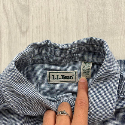 VINTAGE Y2K L L BEAN PATTERN SHORT SLEEVE BUTTON UP SHIRT NAVY