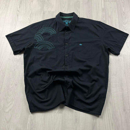 VINTAGE Y2K QUIKSILVER SHORT SLEEVE SHIRT NAVY BLUE