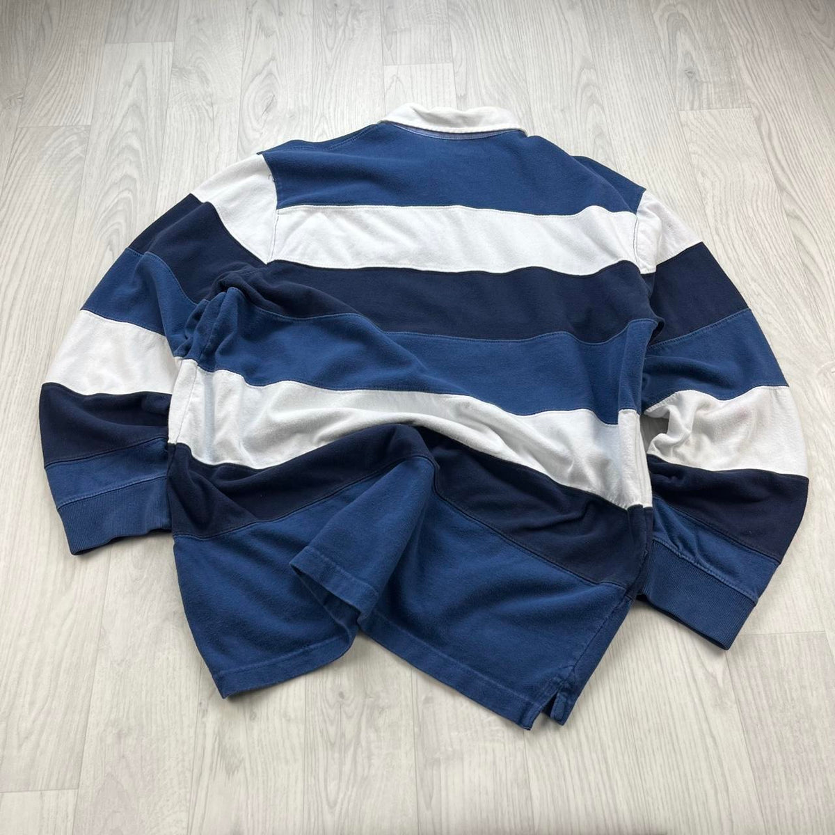 VINTAGE Y2K STRIPED LONG SLEEVE RUGBY POLO SHIRT