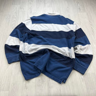 VINTAGE Y2K STRIPED LONG SLEEVE RUGBY POLO SHIRT