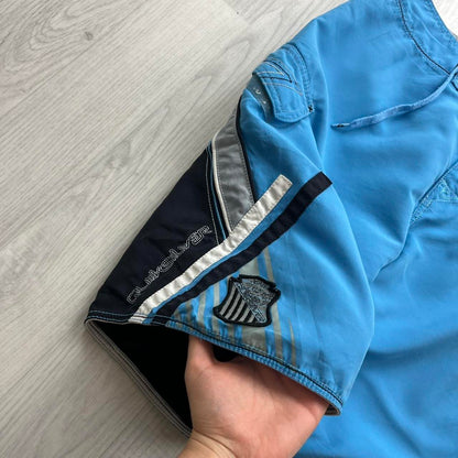 VINTAGE Y2K QUIKSILVER GRAPHIC BAGGY BOARD SHORTS BLUE