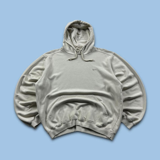 VINTAGE Y2K NIKE SMALL LOGO BOXY HOODIE CREAM