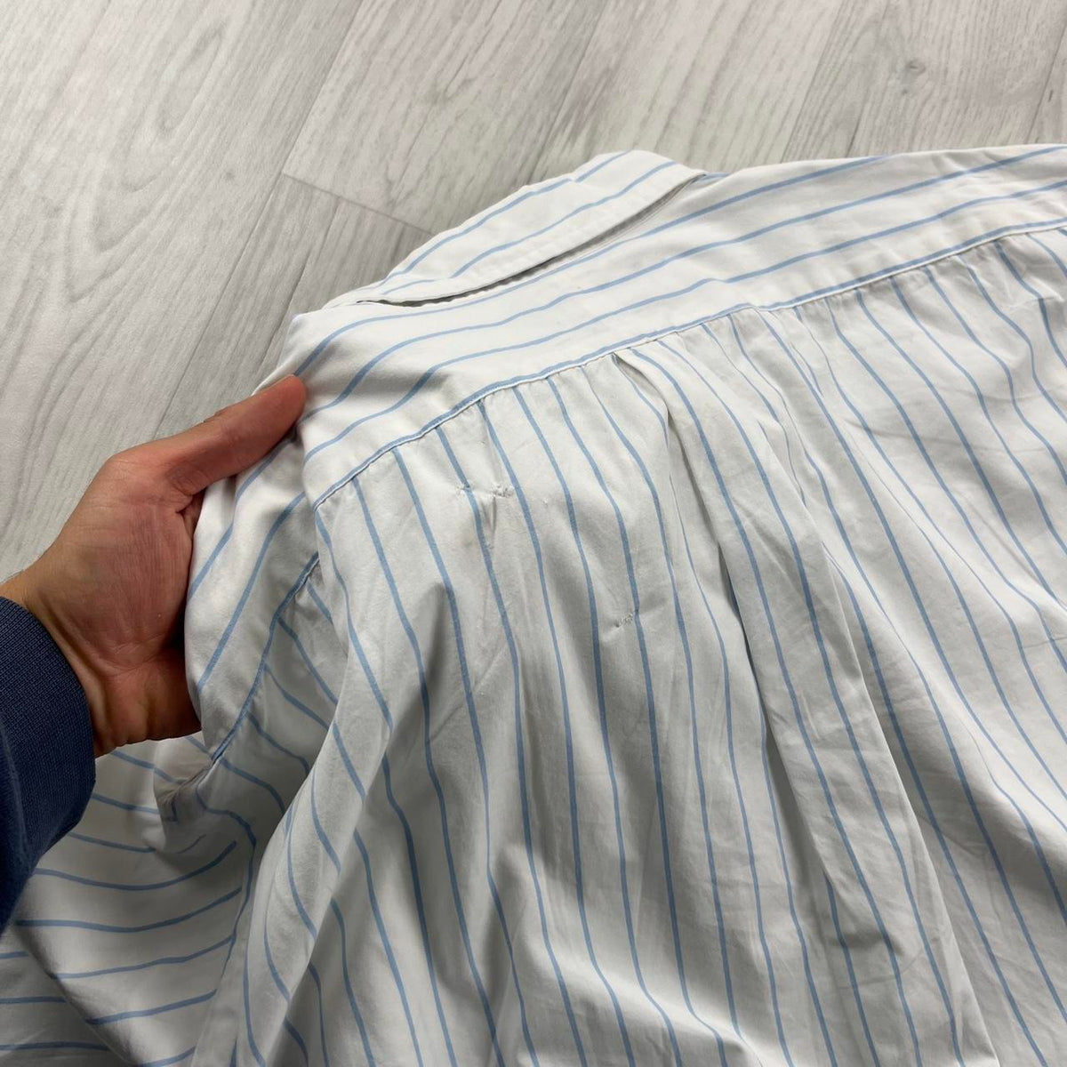 VINTAGE 00s RALPH LAUREN STRIPED CROPPED SHORT SLEEVE BUTTON UP SHIRT WHITE