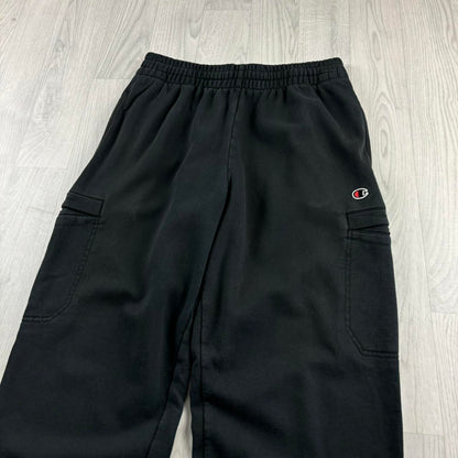 VINTAGE CHAMPION BAGGY CARGO SWEATPANTS BLACK (L)