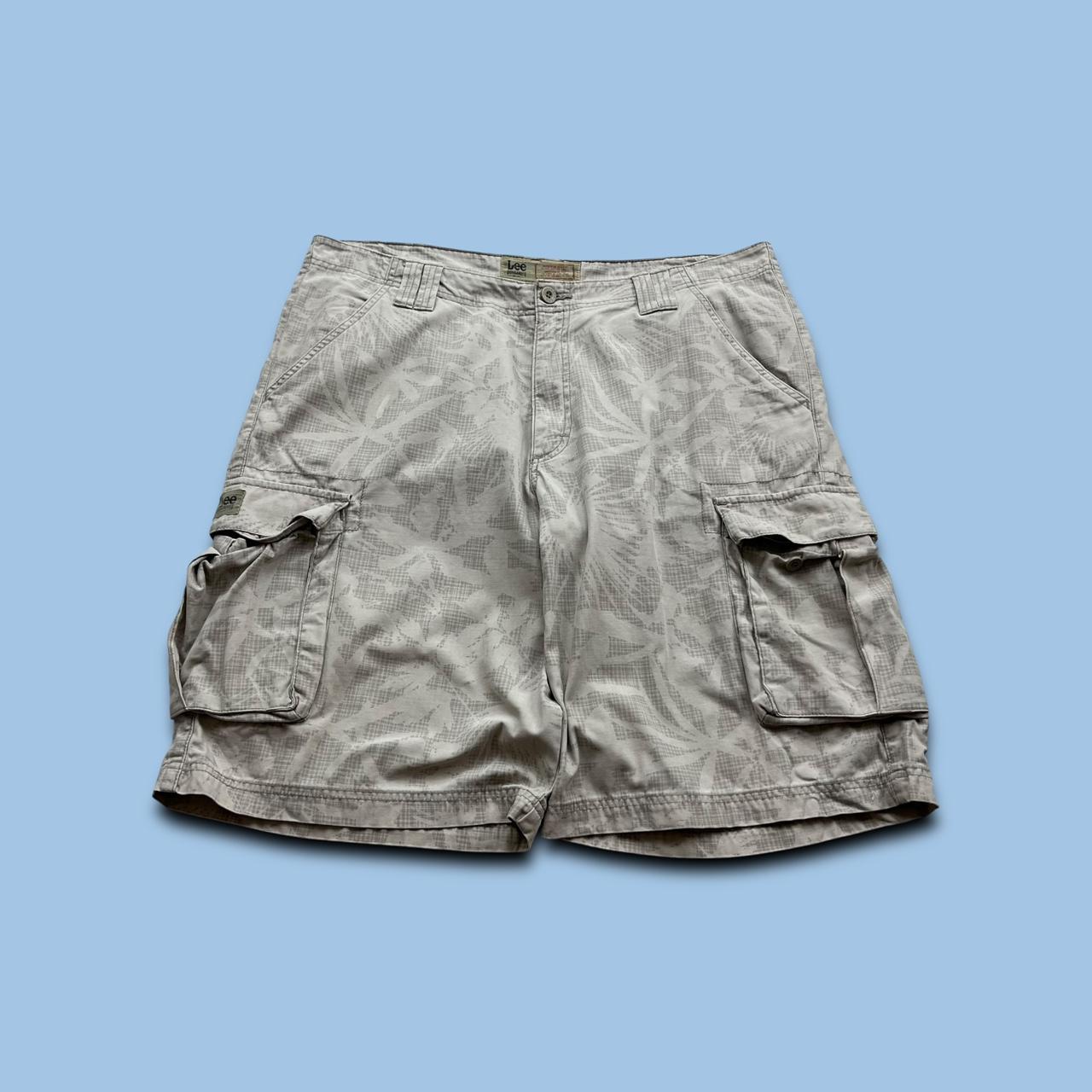 VINTAGE Y2K LEE BAGGY FLORAL PATTERN SHORTS CREAM