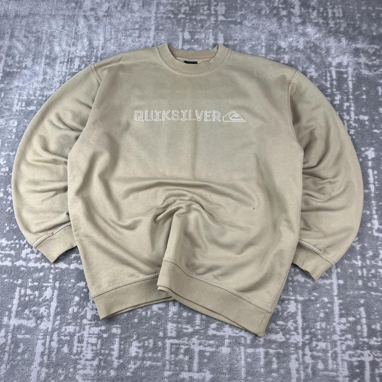 VINTAGE Y2K QUIKSILVER SPELL OUT BOXY SWEATSHIRT BEIGE