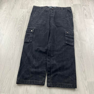 VINTAGE Y2K FISHBONE BAGGY CARGO JEANS BLACK