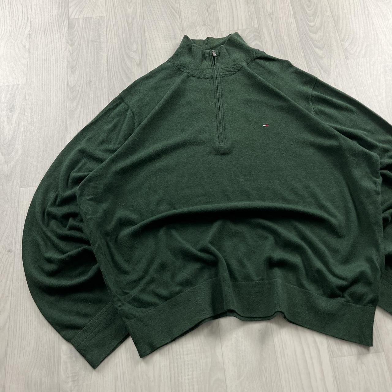 VINTAGE Y2K TOMMY HILFIGER QUARTER ZIP KNITTED JUMPER GREEN