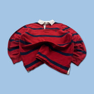VINTAGE Y2K POLO RALPH LAUREN STRIPED LONG SLEEVE RUGBY POLO SHIRT RED