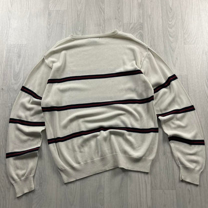 VINTAGE Y2K NAUTICA STRIPED KNITTED JUMPER CREAM
